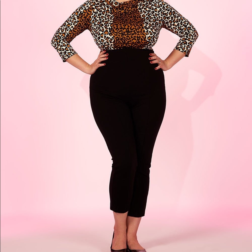 Plus Retro Cropped Black Pants Laura Byrnes 4X